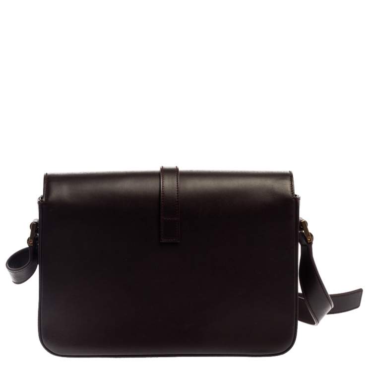 Pre Owned Saint Laurent Dark Burgundy Leather Medium Monogram Université Shoulder Bag