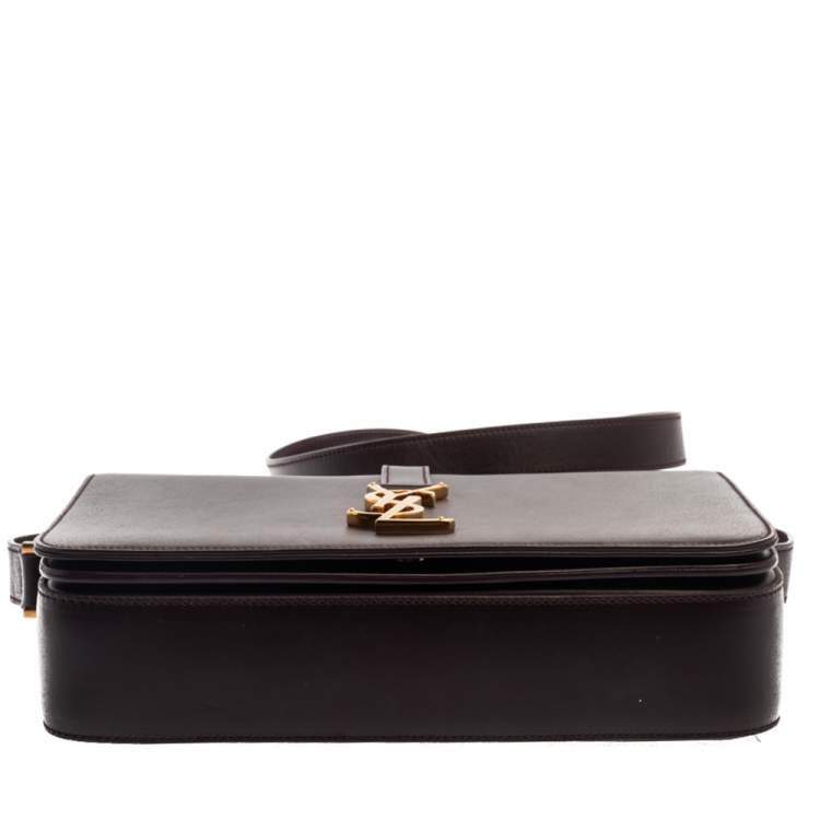 Pre Owned Saint Laurent Dark Burgundy Leather Medium Monogram Université Shoulder Bag