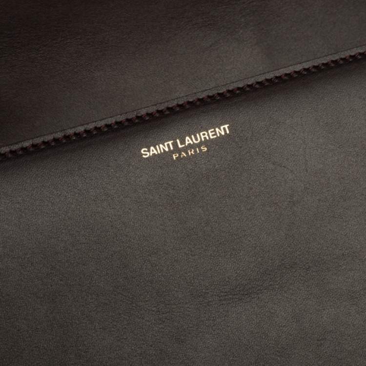 Pre Owned Saint Laurent Dark Burgundy Leather Medium Monogram Université Shoulder Bag
