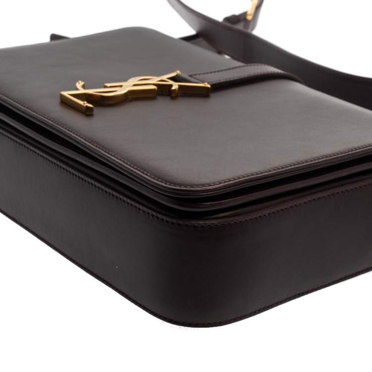 Pre Owned Saint Laurent Dark Burgundy Leather Medium Monogram Université Shoulder Bag