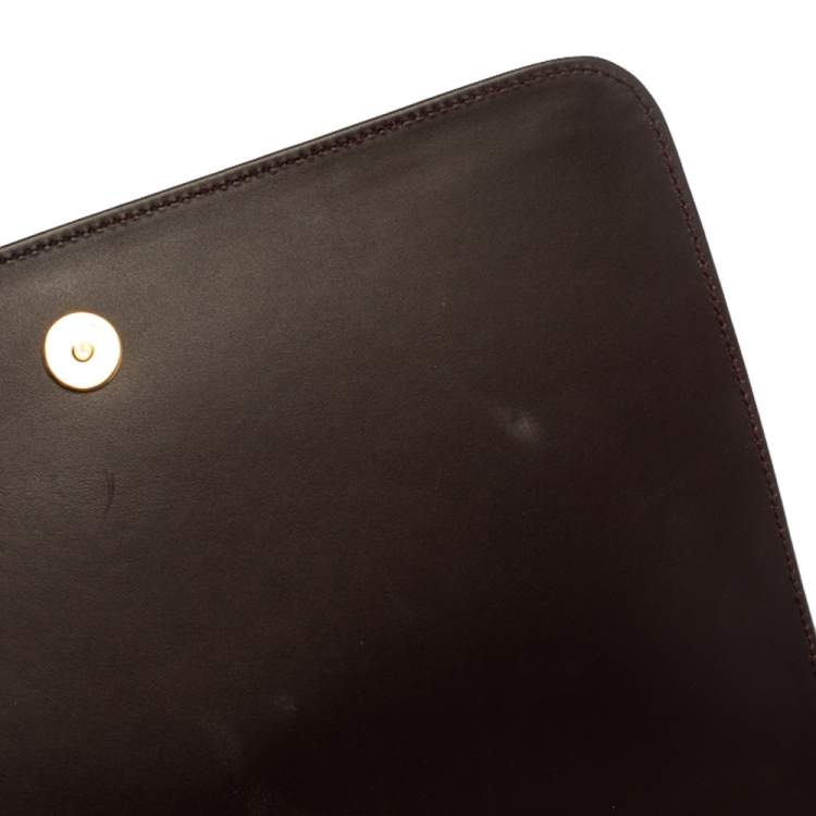 Pre Owned Saint Laurent Dark Burgundy Leather Medium Monogram Université Shoulder Bag