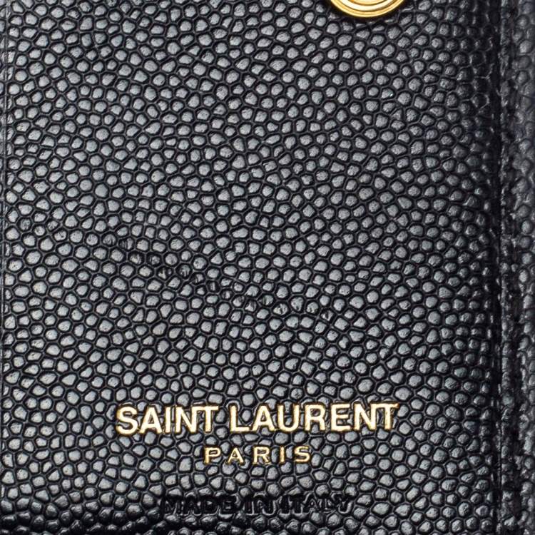 مملوكة مسبقًا Saint Laurent Black Matelasse Leather Monogram Trifold Wallet