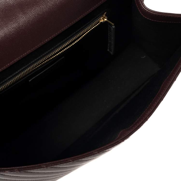 Pre Owned Saint Laurent Burgundy Matelasse Leather Large Cassandre Flap Bag