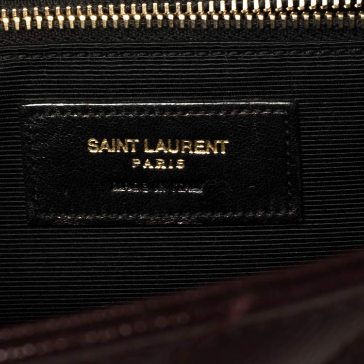 Pre Owned Saint Laurent Burgundy Matelasse Leather Large Cassandre Flap Bag