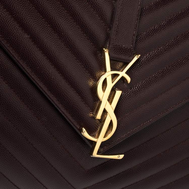 Pre Owned Saint Laurent Burgundy Matelasse Leather Large Cassandre Flap Bag