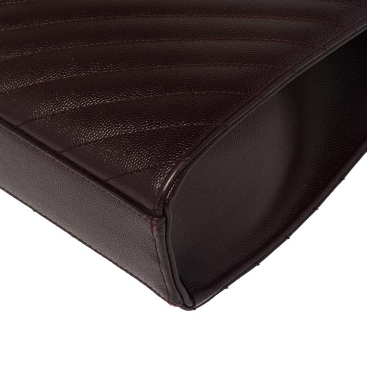 Pre Owned Saint Laurent Burgundy Matelasse Leather Large Cassandre Flap Bag