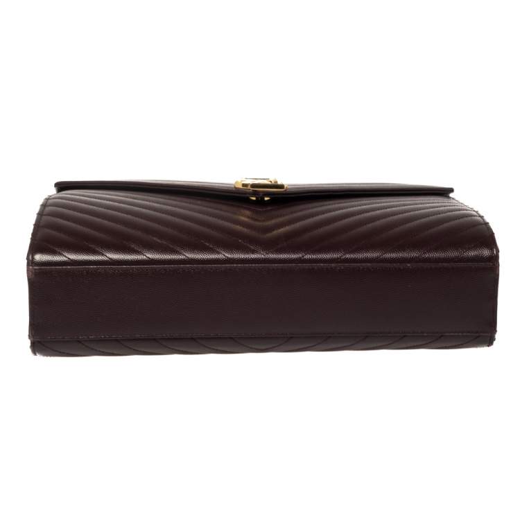 Pre Owned Saint Laurent Burgundy Matelasse Leather Large Cassandre Flap Bag