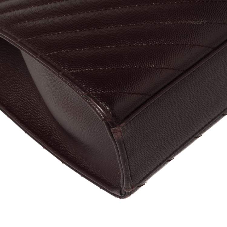 Pre Owned Saint Laurent Burgundy Matelasse Leather Large Cassandre Flap Bag