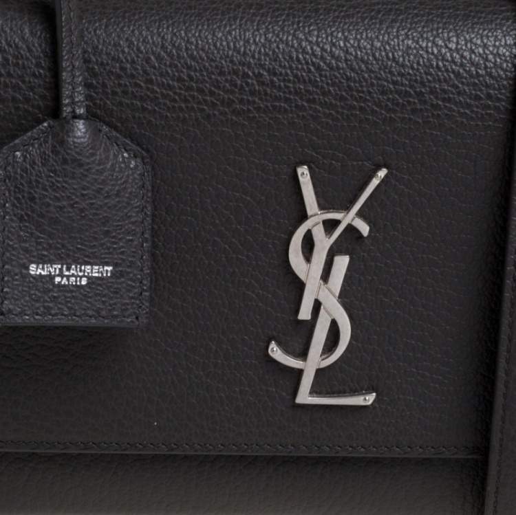 Pre Owned Saint Laurent Grey Grained Leather Medium Sunset Shoulder Bag