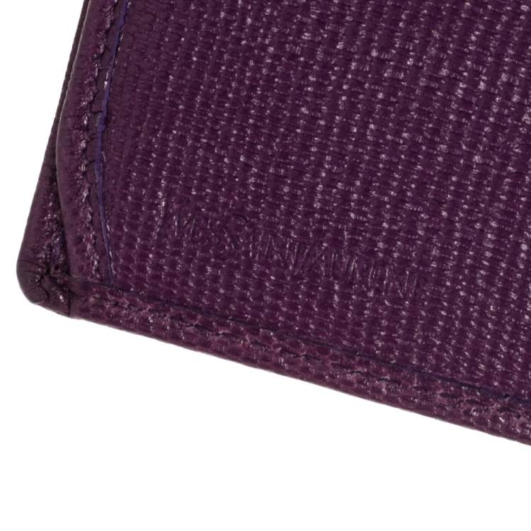 Pre Owned Saint Laurent Purple Leather Y-Ligne Flap Wallet