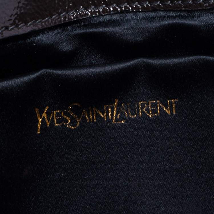 Pre Owned Yves Saint Laurent Olive Green Patent Leather Belle De Jour Flap Clutch