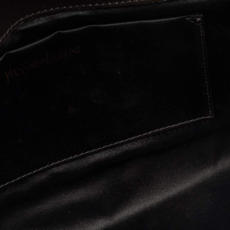 Pre Owned Yves Saint Laurent Olive Green Patent Leather Belle De Jour Flap Clutch