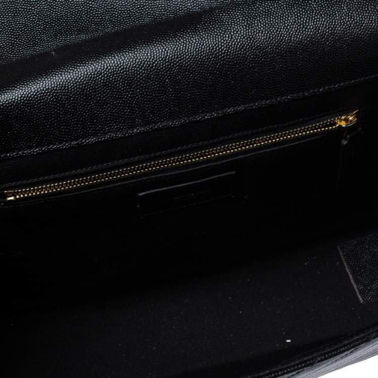 Pre Owned Saint Laurent Black Matelasse Leather Large Cassandre Flap Bag