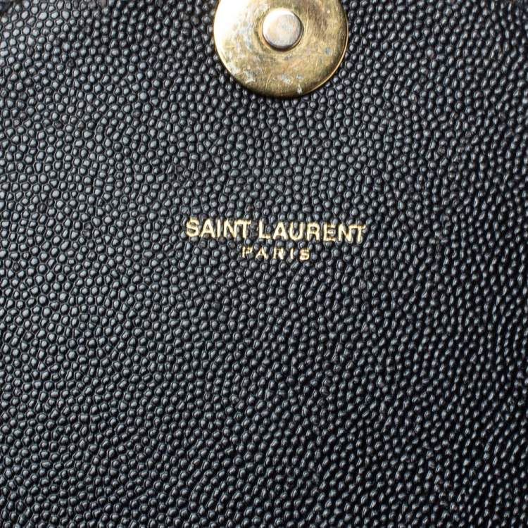 Pre Owned Saint Laurent Black Matelasse Leather Large Cassandre Flap Bag