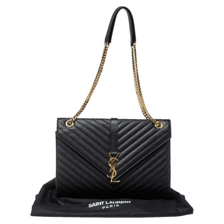 Pre Owned Saint Laurent Black Matelasse Leather Large Cassandre Flap Bag