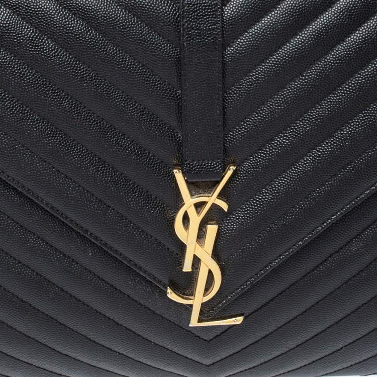 Pre Owned Saint Laurent Black Matelasse Leather Large Cassandre Flap Bag