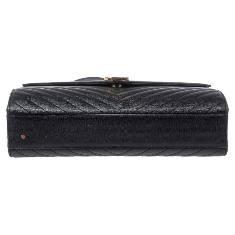 Pre Owned Saint Laurent Black Matelasse Leather Large Cassandre Flap Bag
