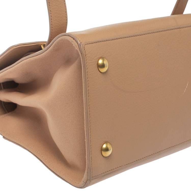 Pre Owned Saint Laurent Beige Leather and Fabric Small Muse Two Bag