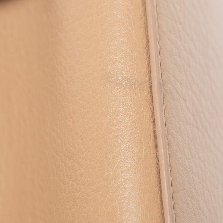 Pre Owned Saint Laurent Beige Leather and Fabric Small Muse Two Bag