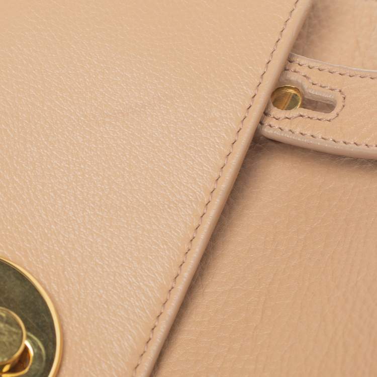 Pre Owned Saint Laurent Beige Leather and Fabric Small Muse Two Bag