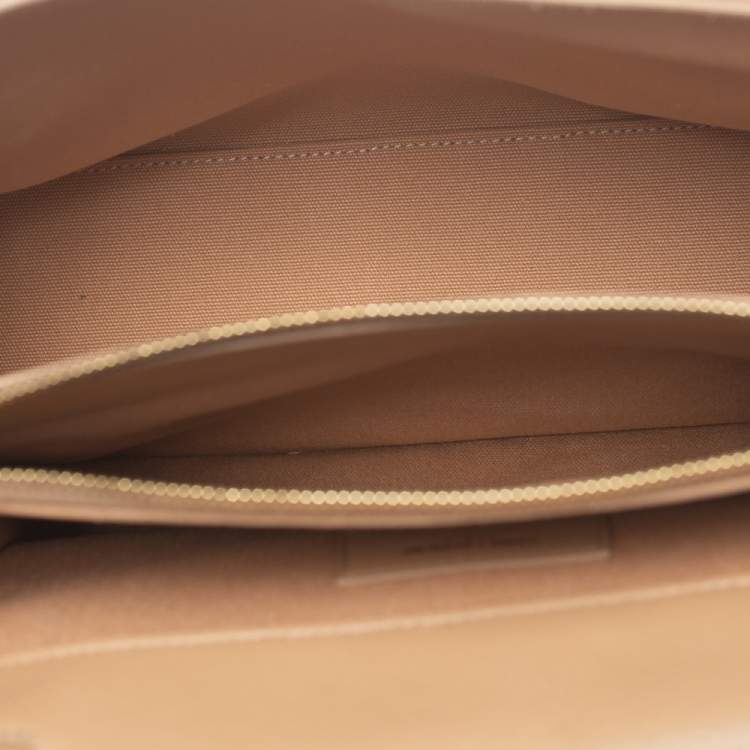 Pre Owned Saint Laurent Beige Leather and Fabric Small Muse Two Bag
