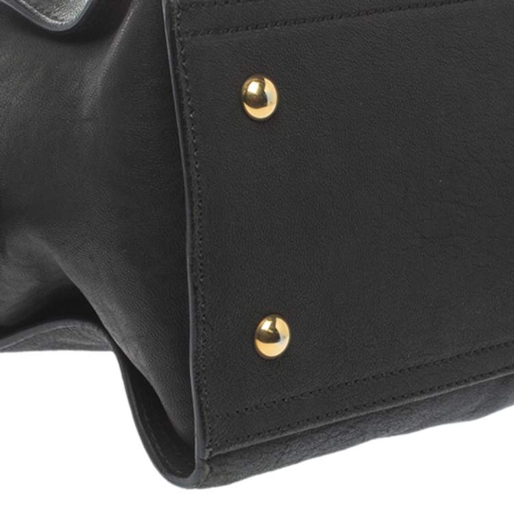 Pre Owned Yves Saint Laurent Black Leather Small Cabas Y-Ligne Tote