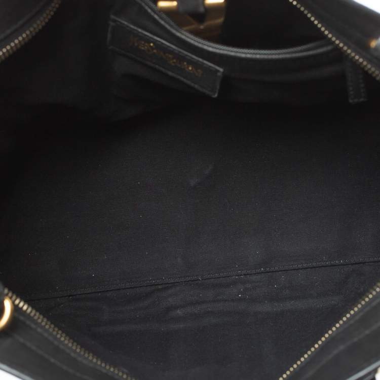 Pre Owned Yves Saint Laurent Black Leather Small Cabas Y-Ligne Tote