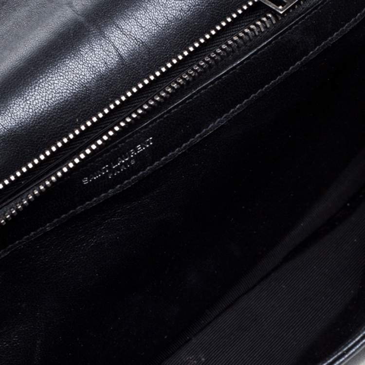 Pre Owned Saint Laurent Black Matelasse Leather Large College Top Handle Bag