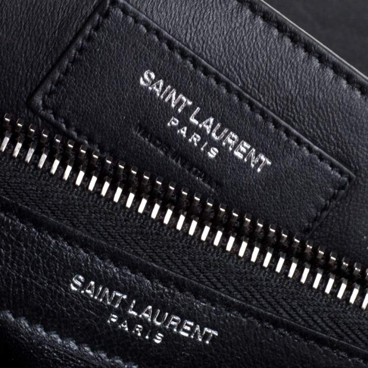 Pre Owned Saint Laurent Black Matelasse Leather Large College Top Handle Bag
