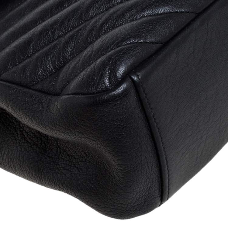 Pre Owned Saint Laurent Black Matelasse Leather Large College Top Handle Bag