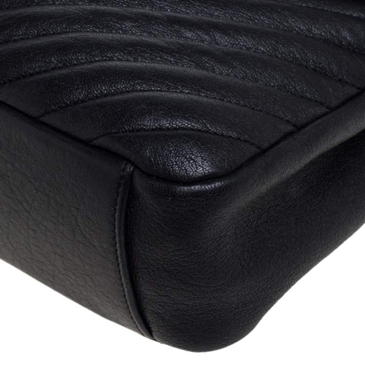 Pre Owned Saint Laurent Black Matelasse Leather Large College Top Handle Bag