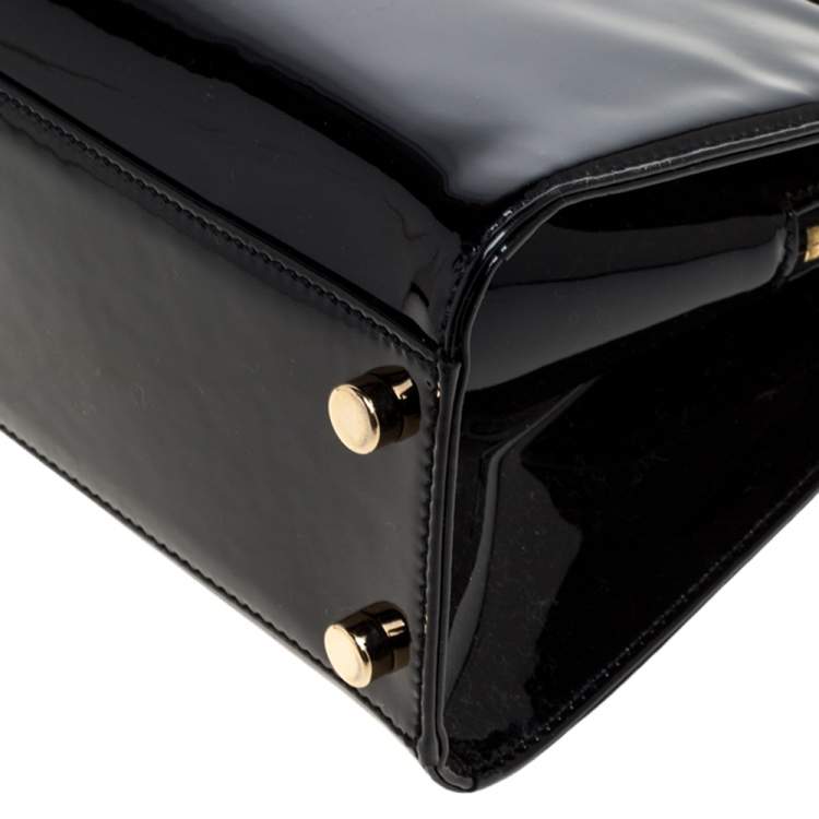 Pre Owned Saint Laurent Black Patent Leather Uptown Small Tote