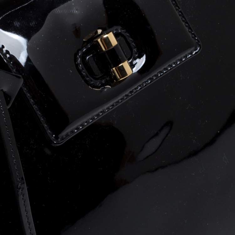 Pre Owned Saint Laurent Black Patent Leather Uptown Small Tote