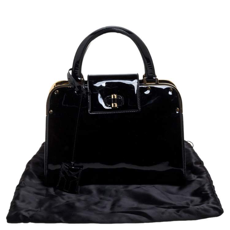 Pre Owned Saint Laurent Black Patent Leather Uptown Small Tote