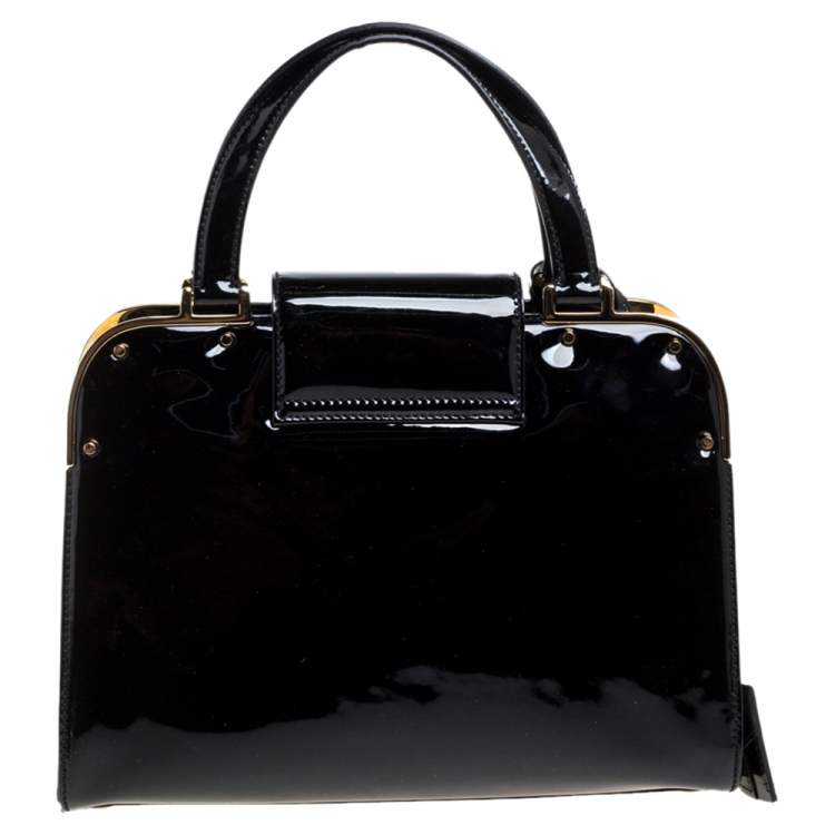 Pre Owned Saint Laurent Black Patent Leather Uptown Small Tote