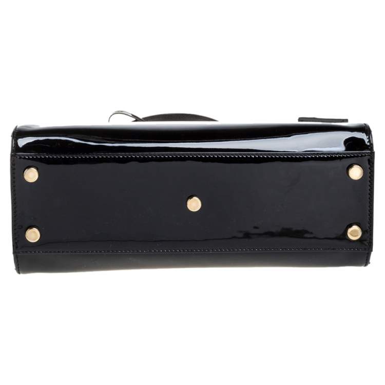 Pre Owned Saint Laurent Black Patent Leather Uptown Small Tote