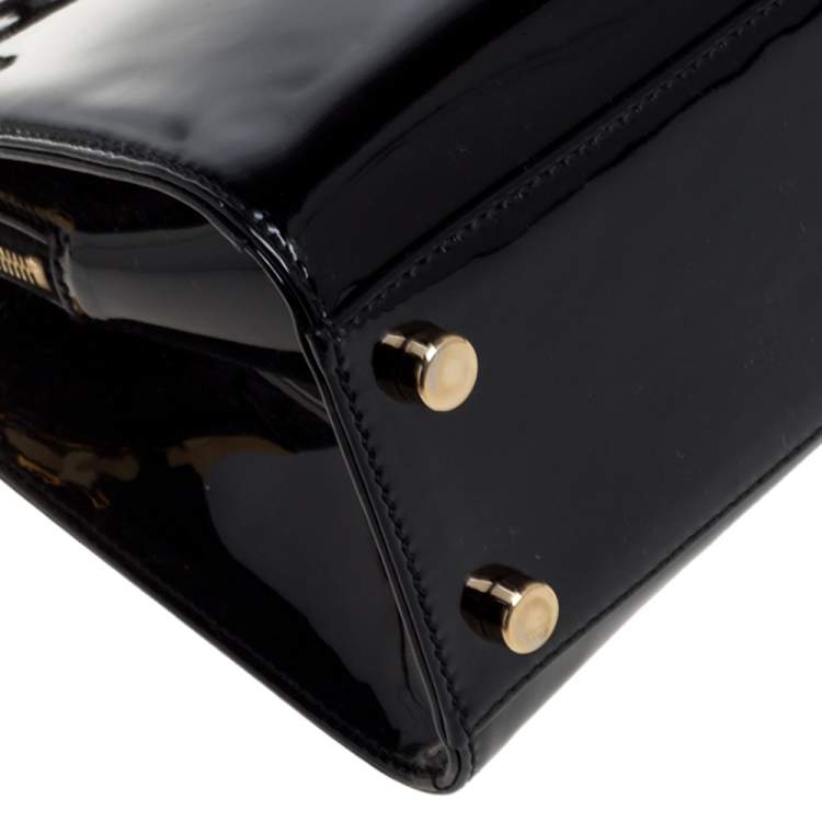 Pre Owned Saint Laurent Black Patent Leather Uptown Small Tote