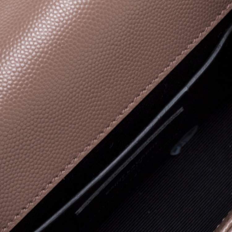Pre Owned Saint Laurent Beige Leather Small Monogram Kate Shoulder Bag