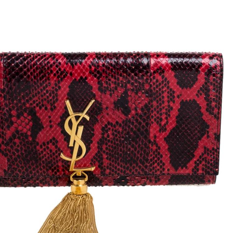 Pre Owned Saint Laurent Red/Black Python Kate Tassel Clutches