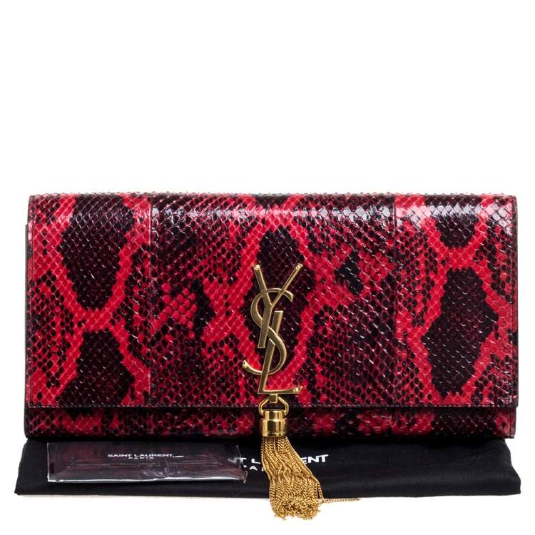 Pre Owned Saint Laurent Red/Black Python Kate Tassel Clutches