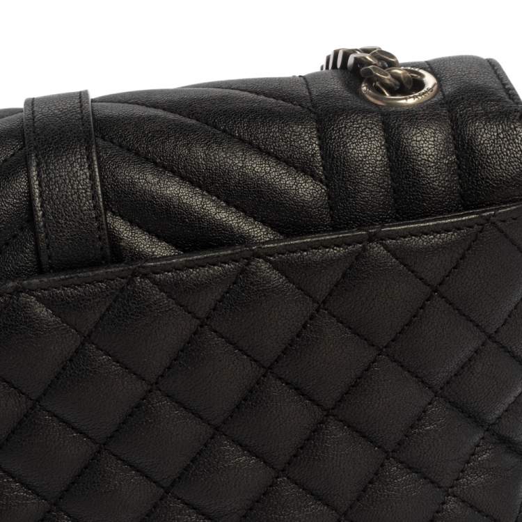مملوكة مسبقًا Saint Laurent Black Mix Matelasse Leather Medium College Flap Bag