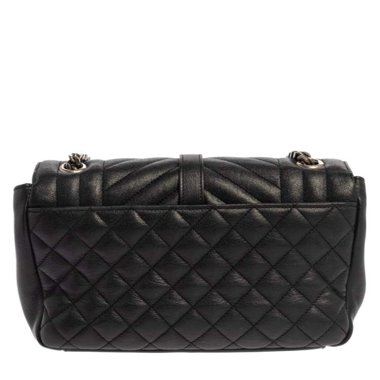 مملوكة مسبقًا Saint Laurent Black Mix Matelasse Leather Medium College Flap Bag