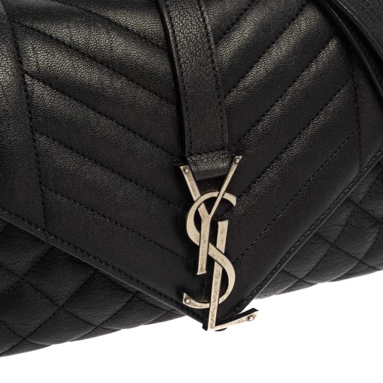 مملوكة مسبقًا Saint Laurent Black Mix Matelasse Leather Medium College Flap Bag
