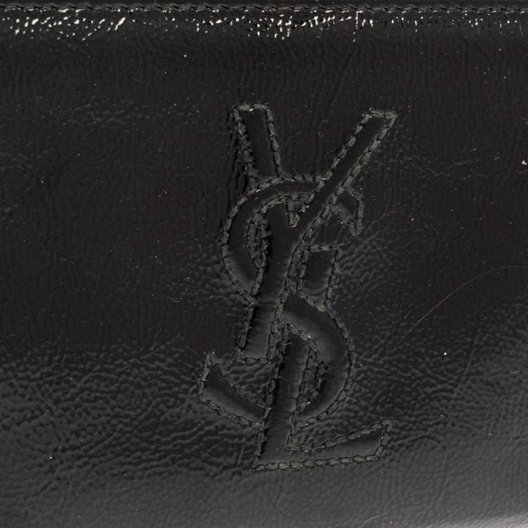 Pre Owned Saint Laurent Black Patent Leather Bell De Jour Zip Around  Wallet