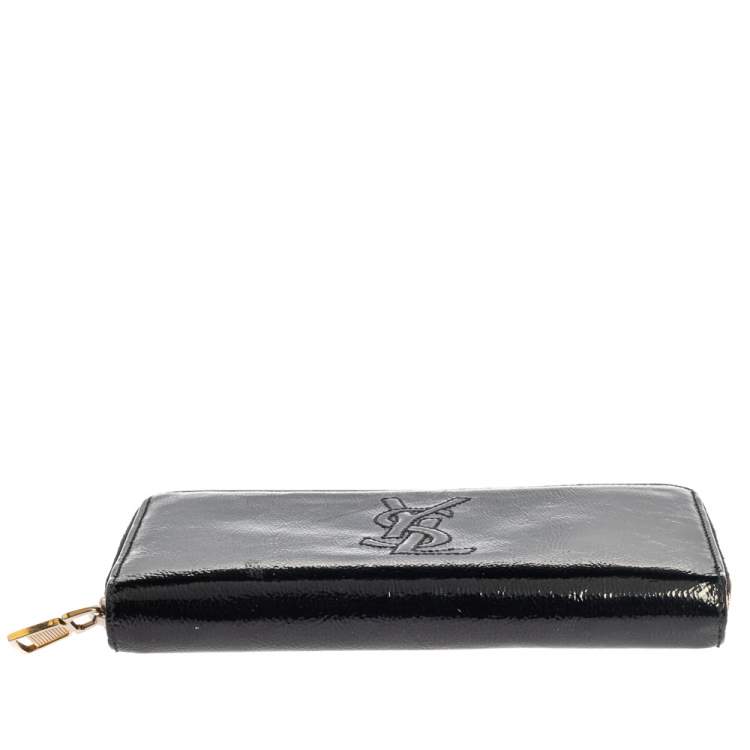 Pre Owned Saint Laurent Black Patent Leather Bell De Jour Zip Around  Wallet