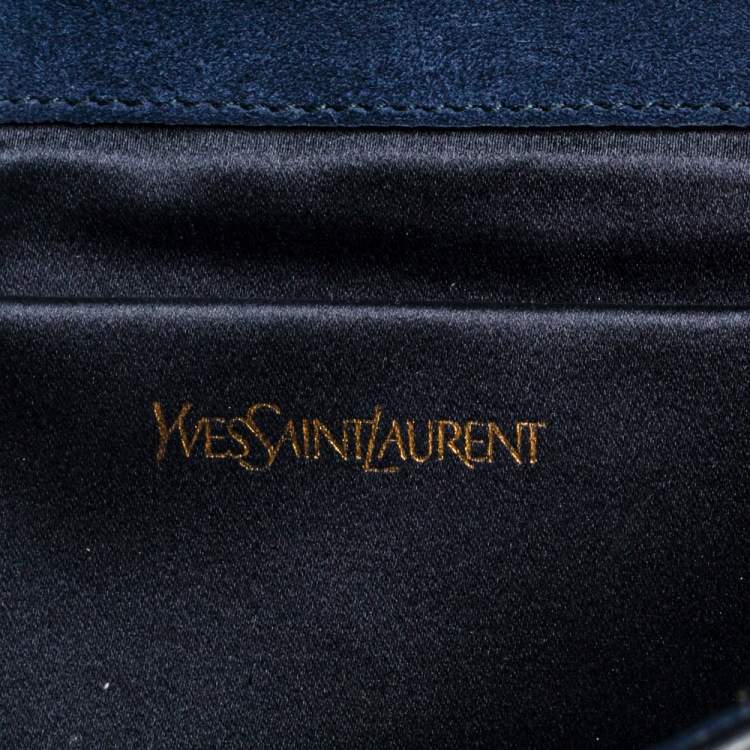 Pre Owned Yves Saint Laurent Grey Ombre Lizard Embossed Leather Y-Ligne Clutch