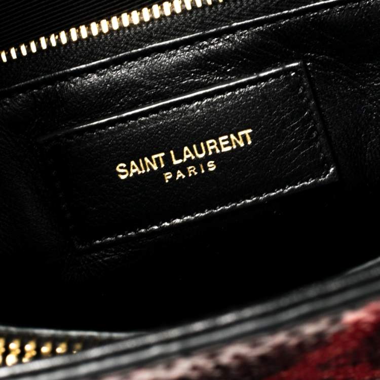 Pre Owned Saint Laurent Red/Black Python and Leather Small Classic Sac De Jour Tote