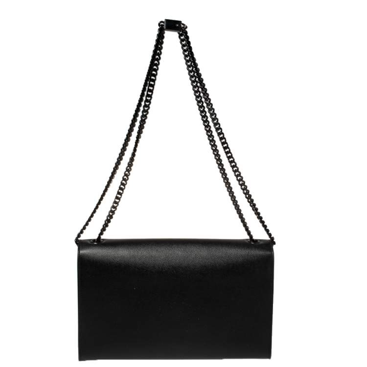 Pre Owned Saint Laurent Black Leather Medium Kate Shoulder Bag