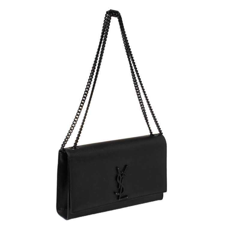 Pre Owned Saint Laurent Black Leather Medium Kate Shoulder Bag