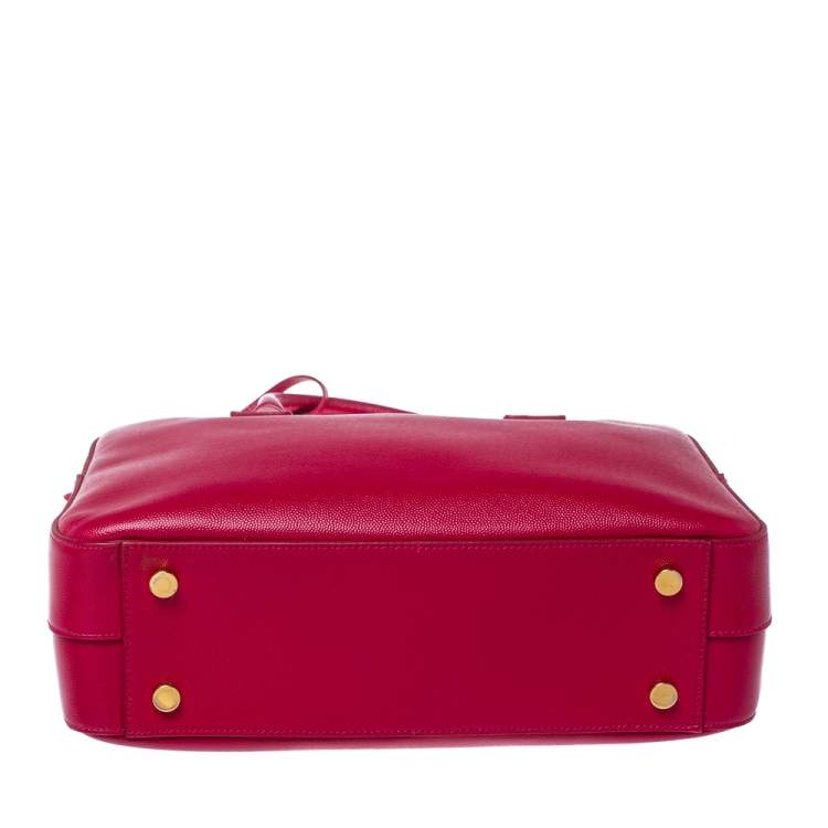 Pre Owned Saint Laurent Magenta Grained Leather Museum Briefcase